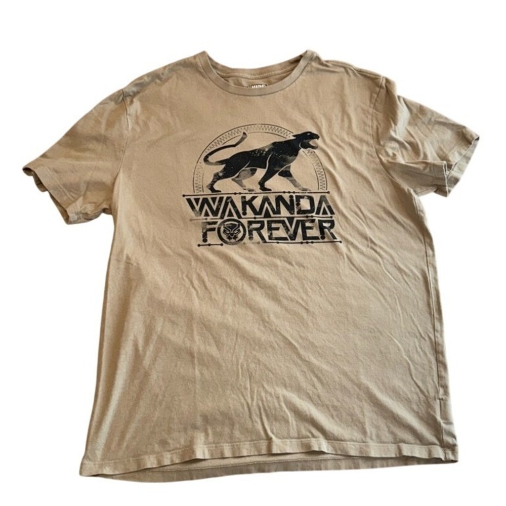 GAP Marvel Black Panther Shirt Mens Large Tan Excellent Wakanda Forever Graphic